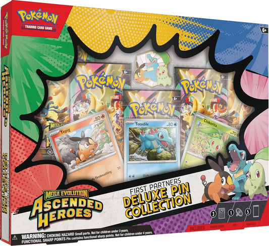 Ascended Heroes First Partners Deluxe Pin Collection (3 Foil Promo Cards, 1 Deluxe Pin & 5 Booster Packs
